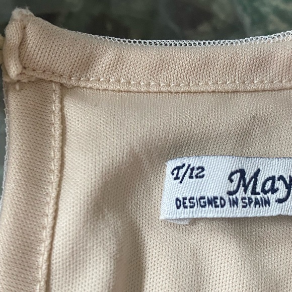 Girls Cream Embroidered Bead Collar Short Sleeve Design In Spain Mayoral Dress - Picture 9 of 11